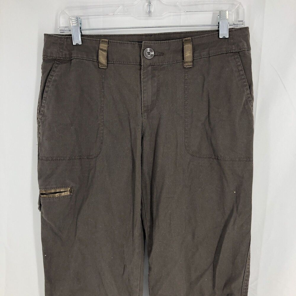 Nine West Brown Harbor Boulevard Skinny Mid Rise Crop Cargo Pants 4/26 (30x27)